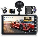 CAMECHO Dash Cam Front and Rear with 32GB TF Card FHD 1080P 4 Inch Touch Screen Dual Camera Dash Cams DVR Car Driving Recorder 150°Wide Angle Dashboard Camera Night Vision Loop Recording