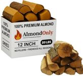 Almond Firewood 12" Logs - 100% Roasted Almond Hardwood Logs - Perfect for Solo Stoves Yukon or Larger, Fire Pits, Fireplaces, Brick and Pizza Oven Wood, Trailer Smokers and More! (20 lbs)