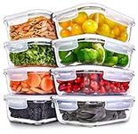 Prep Naturals Glass Food Storage Box [8 Pieces 1000ml] Glass Food Storage Box, Glass Storage Box, Glass Food Storage Box, Glass Food Storage Box, Glass Box with Lid