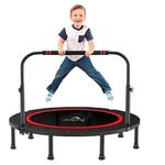 Dolphy 48" Foldable Trampoline Mini Exercise Rebounder with Adjustable Foam Handle Great for Body Fitness Training Indoor/Garden/Workout Max Load 100kg.