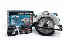 KAITO 48V Cordless Circular Saw with Brushless Motor | 7 Inch(185MM) Ultra Sharp Blade | 5500 RPM Motor | Adjustable 0–50° Bevel Cutting | Heavy-Duty Wood, Metal & PVC Cutter | 2 Battery+Fast Charger