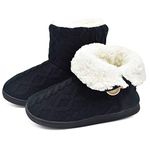 ONCAI Women's Comfort Knit Boots Slippers Booties Winter Warm Outdoor Indoor Slipper Black 3/4 UK