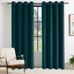 CUCRAF Noise Reducing Blackout Velvet Curtains,Sun Blocking Thermal Velvet Eyelet Curtains for Living Room, Teal, 2 Panels, W46 x L54 inch