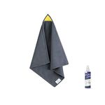 loukin Magnetic Whiteboard Cleaning Cloth, Dry Erase Cleaning Cloth for Classroom, Home and Office Use, Reusable and Washable, Gray, 12" x 12" - One Bottle of 3.4 fl oz Whiteboard Cleaner Included