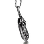 THE MEN THING Claw Leaf - Alloy Pendant With Pure Stainless Steel 24Inch Round Box Chain For Men, European Trending Style, White