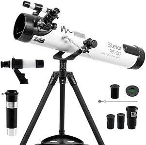 Audavibe Stellar Newtonian Reflector Telescope w 235x Ultra HD Zoom, Fully Coated Glass Optics, Alt-Az Mount w Educational App on Space to Explore Moon, Planets & Deep Sky Objects (70076)