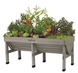 VegTrug Medium (1.8m) Large Raised Outdoor Wooden Garden Planter for Balcony Patio Terrace Deck (Grey Colour)