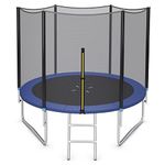 COSTWAY Outdoor Trampoline, 8FT 10FT 12FT Round Trampolines with Safety Enclosure Net, Ladder, Padded Poles, Weatherproof Combo Bounce Trampoline for Kids Adults (10FT, External-Net)