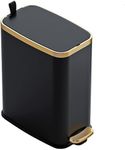 CEROELDA Small Bathroom Trash Can with Lid Soft Close-5L/1.3 Gal Slim Garbage Can-Metal Step Wastebasket-Rectangle Narrow Waste Bin for Office, Bedroom, Toilet, Live Room-Black