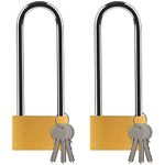 Padlock with Keys, [2 Pack] [6 Keys] Diyife 40mm Long Shackle Solid Brass Padlocks Outdoor, Weatherproof Mini Padlocks Keyed Alike Locker Lock for School, Gym Locker, Cabinets, Suitcase Yellow