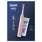 Oral-B Pro 1 Electric Toothbrush With 3D Cleaning, Gifts For Women / Men, 1 Toothbrush Head & 3D White Luxe Perfection Toothpaste, 75 ml, 2 Pin UK Plug, Pink