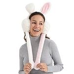 Surblue Foldable Cute Rabbit Moving Earmuffs Winter Warm Outdoor Ear Covers Headband Fur Earwarmer White