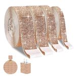 4 Rolls Crystal Rhinestone Ribbon Diamond Rhinestone Strips Resin Decorative Banding Belt Bling Sticky Tape, Diamond Sparkling Strips for Arts Crafts DIY Party Decor (Champagne gold)