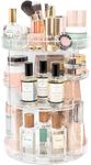 360 Rotating Makeup Organizer, Adjustable Makeup Spinning Storage Holder, Large Capacity Cosmetic Storage Display Cases for Vanity, Skincare,Beauty, Countertop Organization, Clear