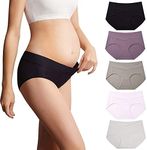 Mama Cotton Women's Under The Bump Maternity Panties Pregnancy Postpartum Maternity Underwear (Color-Multicolor-B 5 Pack, Size-L)