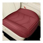 Gasedin Bottom Car Seat Cover, Anti-Slip Breathable Comfy Leather Front Seat Cushion Protector, Fully Wrapped Auto Bottom Seat Cover with Storage Pocket, Practical Car Accessories (Wine Red)