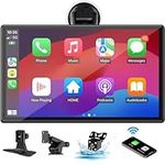 2024 Newest 9 Inch Wireless Carplay & Android Auto, AotuLink Portable Car Stereo with 1080P Backup Camera, Car Play Screen for Car, Navigation with Mirror Link, Bluetooth, AUX/FM, Voice Control