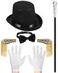 Bunnycool 5 Pcs Adult Ringmaster Costume Set Circus Master Costume Accessories Ringmaster Hat Walking Cane Epaulets for Stage Performance Cosplay Halloween