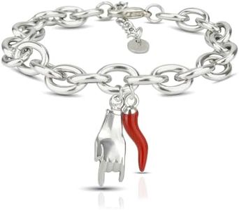 SAGA GIOIELLI® Women's Bracelet Lucky Charm Antlers Steel Red Horn 17 cm Stainless Steel, 17.0 Zentimeter, Stainless Steel