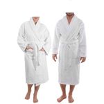 Westlane Linens 100% Egyptian Cotton Terry Toweling Bathrobe. Hotel & Spa Quality Unisex Dressing Gown Bath Robes for Men & Women (UK, Alpha, L, Regular, Regular, 2Pc Terry White)