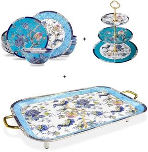 ACMLIFE Bone China Dinnerware Sets with Tray for 4