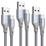 Micro USB Cable, Charging Cable Super Long Fast Charging Speed 10ft 3 Pack, Micro USB Charger Cable, Compatible with Samsung HTC, Sony, Galaxy, LG, PS4, Android and Others, Nylon Braided Cables