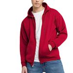 Hanes Men's Full Zip Eco Smart Fleece Hoodie, Deep Red, Medium