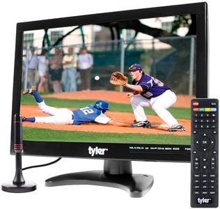 Tyler 14” Portable TV LCD Monitor 1080P Rechargeable Lithium Battery Operated, 2 Antenna, HDMI, USB, RCA, FM Radio, Digital Tuner, AV Inputs, AC/DC, TV Stand and Remote Control for Car Travel