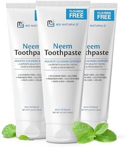 M3 Naturals Neem Toothpaste Organic Fluoride-Free with Mint | Herbal Formula for Healthy Teeth and Gums | Non-GMO, Vegan, 4.23 oz (120 g) Pack of 3