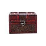 Vintage Wooden Storage Box, Portable Decorative Wooden Treasure Chest, 4 Styles Wooden Storage Trunk for Gift, Jewelry, Small Objects, Collectibles, Home Decor, etc(6262C-S)