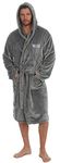 Brownings Mens Personalised Name Dressing Gown Bathrobe Nightwear (XL, Grey)