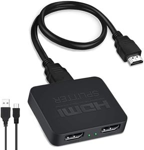 Dymygs HDMI Splitter 1 in 2 Out, 4K@30Hz HDMI Splitter for Dual Monitor Duplication/Mirroring, Compatible with Monitors, TV Boxes, Projectors, and Other HDMI Interface Devices for Full HD 1080P 3D