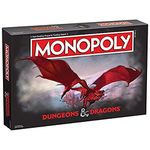 Winning Moves Dungeons and Dragons Monopoly Board Game, Play with monsters such as Beholder, Storm Giant and Demogorgon, Advance to Death Knight, Red Dragon and Lich, 2-6 player game for ages 12 plus