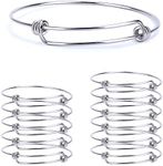 ALEXCRAFT 12 PCS Silver Expandable Bangle Bracelets Adjustable Wire Blank Bangles Set Stainless Steel Bracelets for DIY Jewelry Making 2.6 Inches