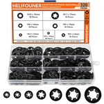 HELIFOUNER 320 Pieces 7 Sizes Internal Tooth Star Lock Washers, Quick Speed Locking Washers, Push Nuts, Speed Clips Retaining Clips Fasteners Assortment Kit