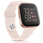 Vancle Bands Compatible with Fitbit Versa 2 Bands/Fitbit Versa Bands/Versa Lite/Versa SE, Classic Soft Sport Replacement Wristbands for Fitbit Versa 2 Smart Watch Women Men (Pink Sand)