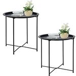 Folding Tray Metal Side Table Round End Table, Sofa Small Accent Fold-able Table, Round End Table Tray, Next to Sofa Table, Snack Table for Living Room and Bed Room Garden 4 you