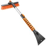 HEEYA Ice Scraper with 12.6 Inch Large Brush Head, Extendable Snow Scraper for Car Windshield Window, Snow Brush for SUV Truck Automobile Vehicle - Orange