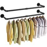 UlSpeed Clothes rack, 38.4in Wall Mounted Industrial Pipe Clothing Rack, Garment Rack Space Saver Hanging Clothes Rack, Heavy Duty Detachable Wall Racks, Multi-Purpose Hanging Rack for Closet, 2 Packs