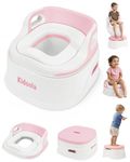 Kidoola 3-in-1 Potty Training Seat & Step Stool, Convertible Potty Chair & Toilet Trainer for Kids Ages 2–4+, Universal Fit, Removable Bowl, Non-Slip, Easy Clean, Lightweight, Pink – 40.5x37.5x25cm