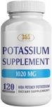 365 Health Potassium Supplement 1020 mg | Potassium Bicarbonate | Non-GMO | Gluten Free | Made in USA | 120 Vegetarian Capsules