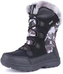 FANTURE Women's Waterproof Mid-Calf Snow Boot | Winter Thinsulate Insulation Warm Fur Lined | Anti-Slip & Lace Up Closure Cold Weather Boots U420WGLBY-Black Camo-39