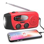 Emergency Hand Crank Radio, Portable Self Powered AM/FM/NOAA Solar Wind Up Weather Radio, with LED Flashlight, USB Rechargeable, 2000mAh Power Bank for Cell Phone Charger Red