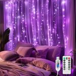 MAGGIFT 200 Led Hanging Indoor Curtain String Lights Outdoor Waterproof, 6.5 x 9.8 ft USB Fairy Curtain Lights.8 Modes with Remote Control Purple