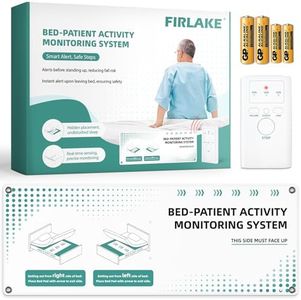 CAREFIR LAKE Wireless Bed Alarm for Elderly - Fall Prevention Sensor Pad with Pager - Early & Exit Alert Modes for Dementia Patients - Under Mattress Support, Replaceable Battery