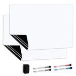 CUHIOY Whiteboard Magnetic Fridge White Board 2Pcs 50X30CM for Home Kitchen,Reminder Notice Memo Board for Office,Daily Weekly Planner, Dry Wipe Magnet Boards Menu Shopping List, 4 Markers 1 Eraser