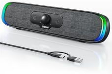 SOULION R200 Bluetooth Computer Speakers, Compact PC Speakers, USB C/USB Plug & Play Desktop Speaker with Colorful LED Lights, Clear Sound PC Soundbar for Computer Desktop Laptop Monitor