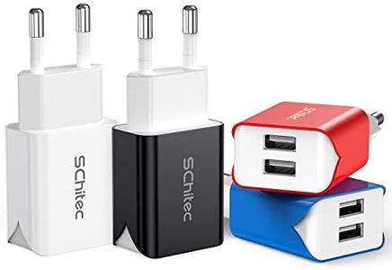 SCHITEC Cargador USB,2 Puertos 4Pack 5V / 2.1A Cargador de Pared USB Adaptador de Corriente para Enchufe USB de Viaje en el hogar para iPhone XS/XR,iPad,LG G5,Samsung Galaxy S8,Huawei
