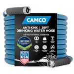 Camco 35ft Premium Drinking Water Hose - Lead and BPA Free, Anti-Kink Design, 20% Thicker Than Standard Hoses 5/8" Inside Diameter (22843), Blue