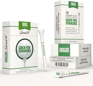 Luck-Tee Strikers Premium Bamboo Golf Tees | Pack of 18 Eco-Friendly 3.25-Inch Tees in Unique Style Packaging | Durable Wooden Golf Tees for Powerful Drives & Stylish Golfers | Perfect Golf Gift